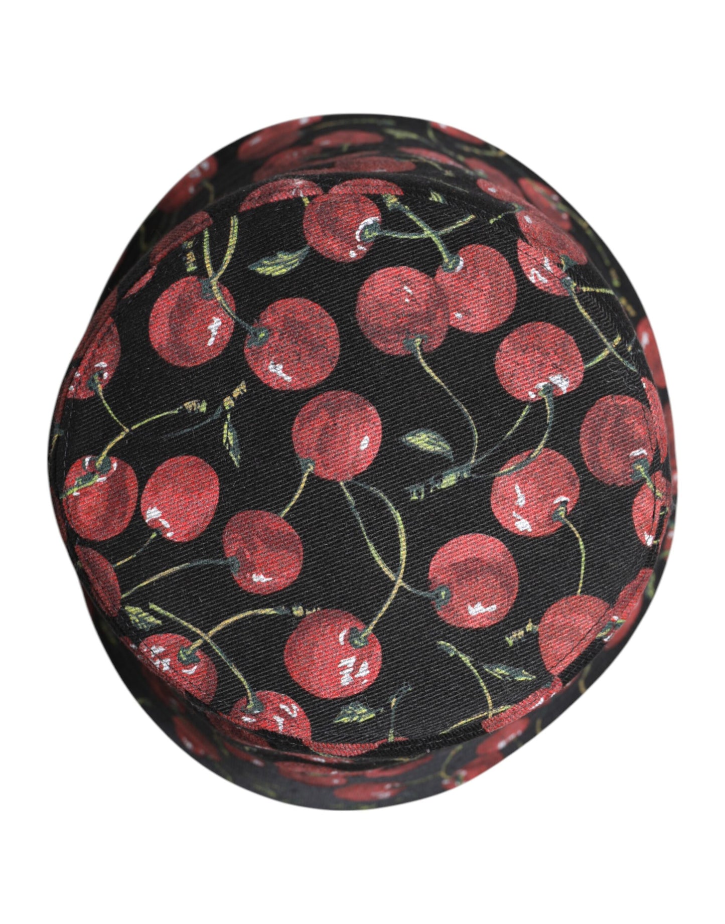 Dolce & Gabbana Black Cotton Printed Wide Brim Bucket Hat