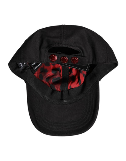 Dolce & Gabbana Black Cotton Logo Patch 6 Panels Baseball Cap