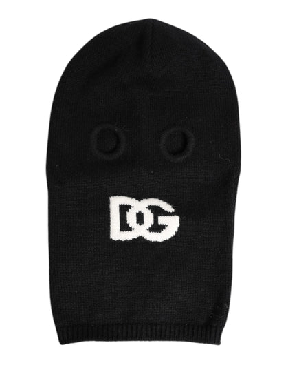 Dolce & Gabbana Black Cashmere Knitted Ski Mask Balaclava Hat