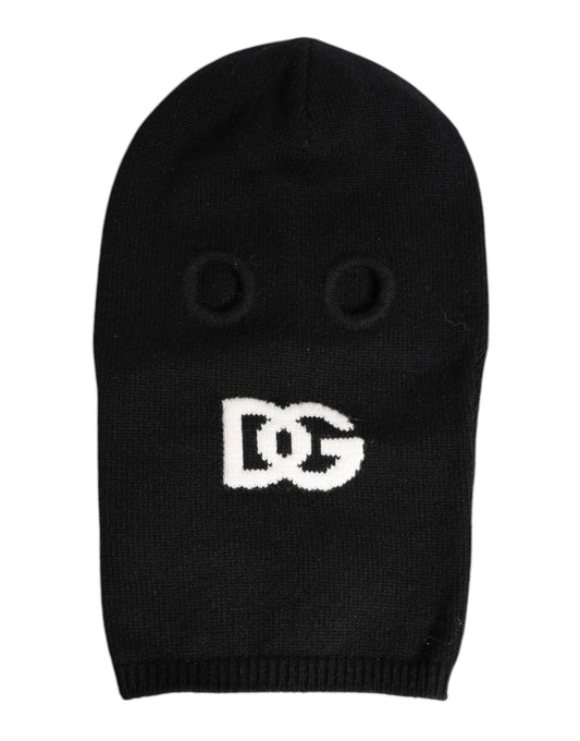 Dolce & Gabbana Black Cashmere Knitted Ski Mask Balaclava Hat