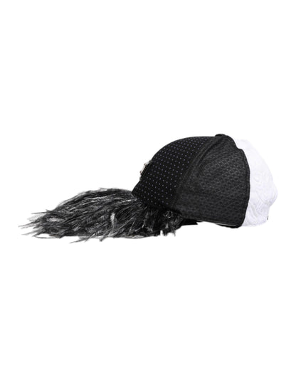 Dolce & Gabbana White Black Polka Dot Feathers Baseball Cap