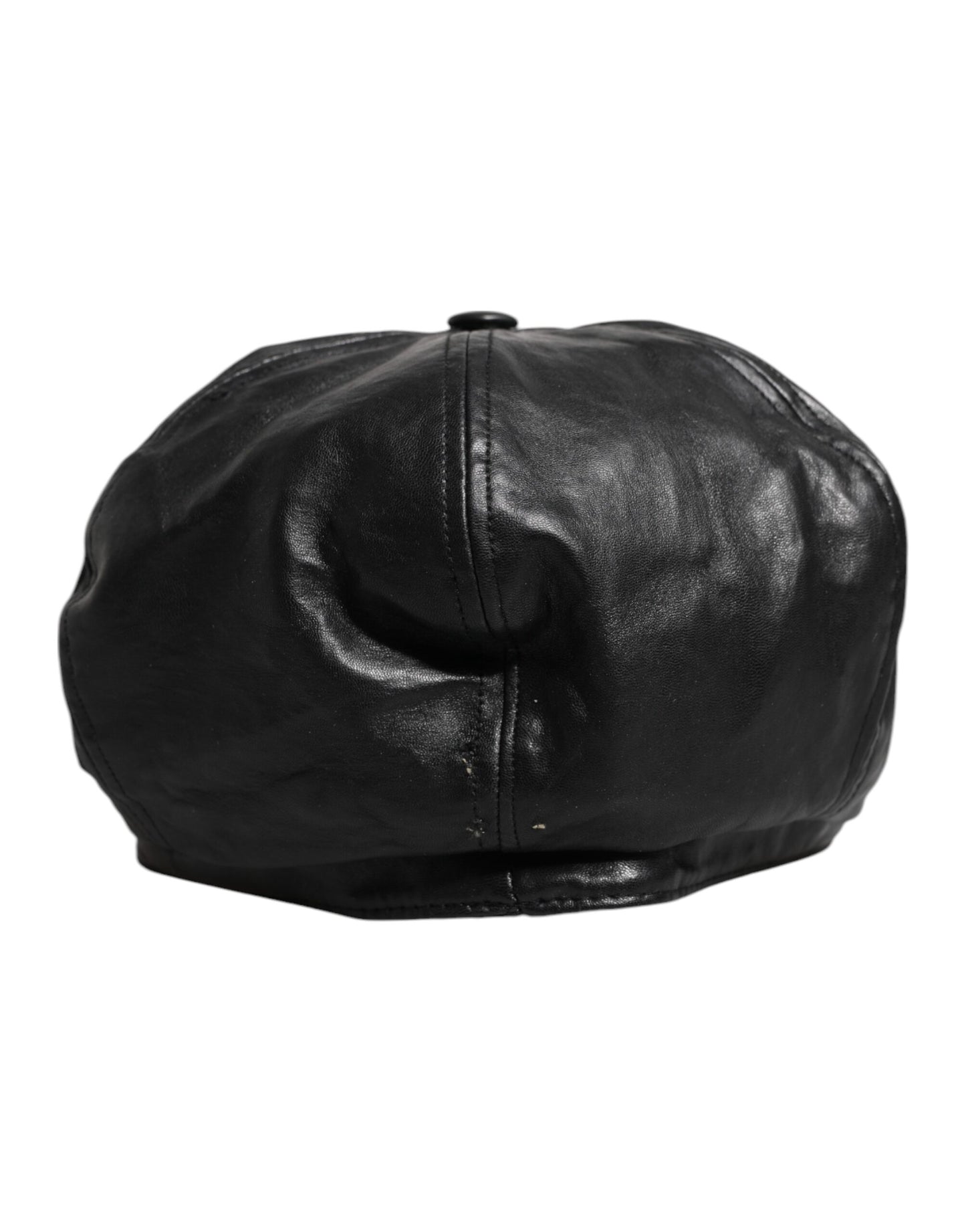 Dolce & Gabbana Black Calf Newsboy Capello Cabbie Hat