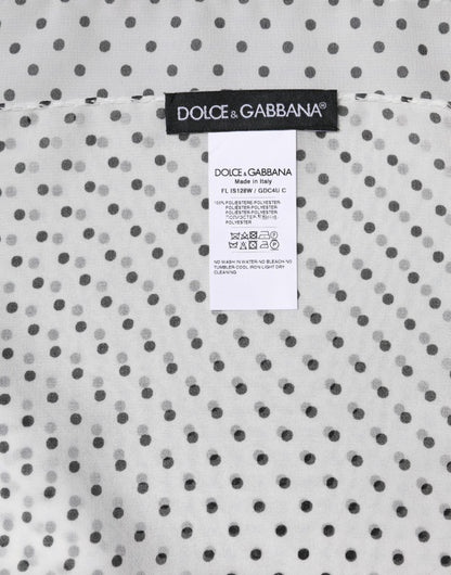 Dolce & Gabbana White Polka Dots Polyester Wrap Shawl Scarf