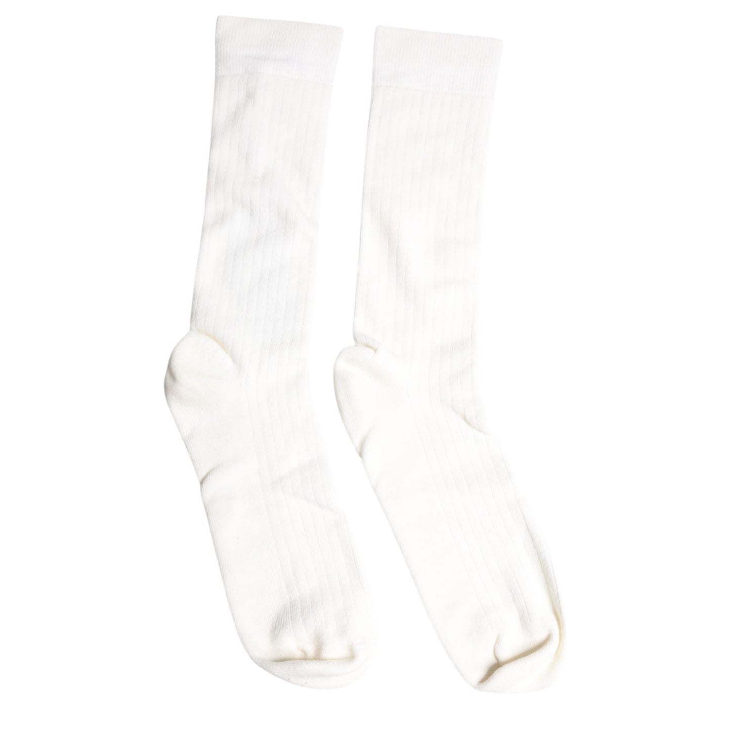 Dolce & Gabbana White Cotton Solid Mid Calf Men Socks