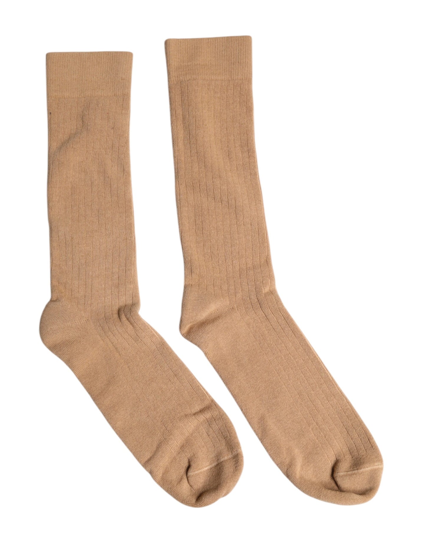 Dolce & Gabbana Brown Solid Cotton Mid Calf Men Socks