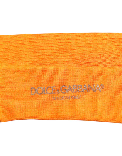 Dolce & Gabbana Orange Cotton Logo Over The Calf Socks