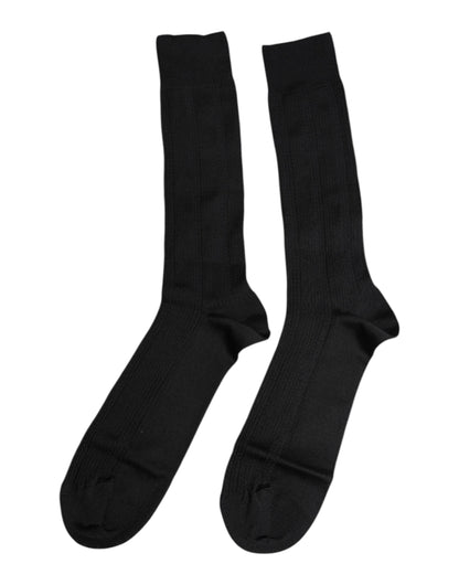 Dolce & Gabbana Black Stretch Logo Mid Calf Men Socks