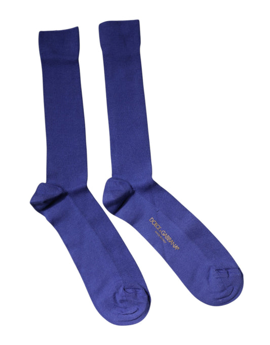 Dolce & Gabbana Purple Cotton Logo Over The Calf Socks