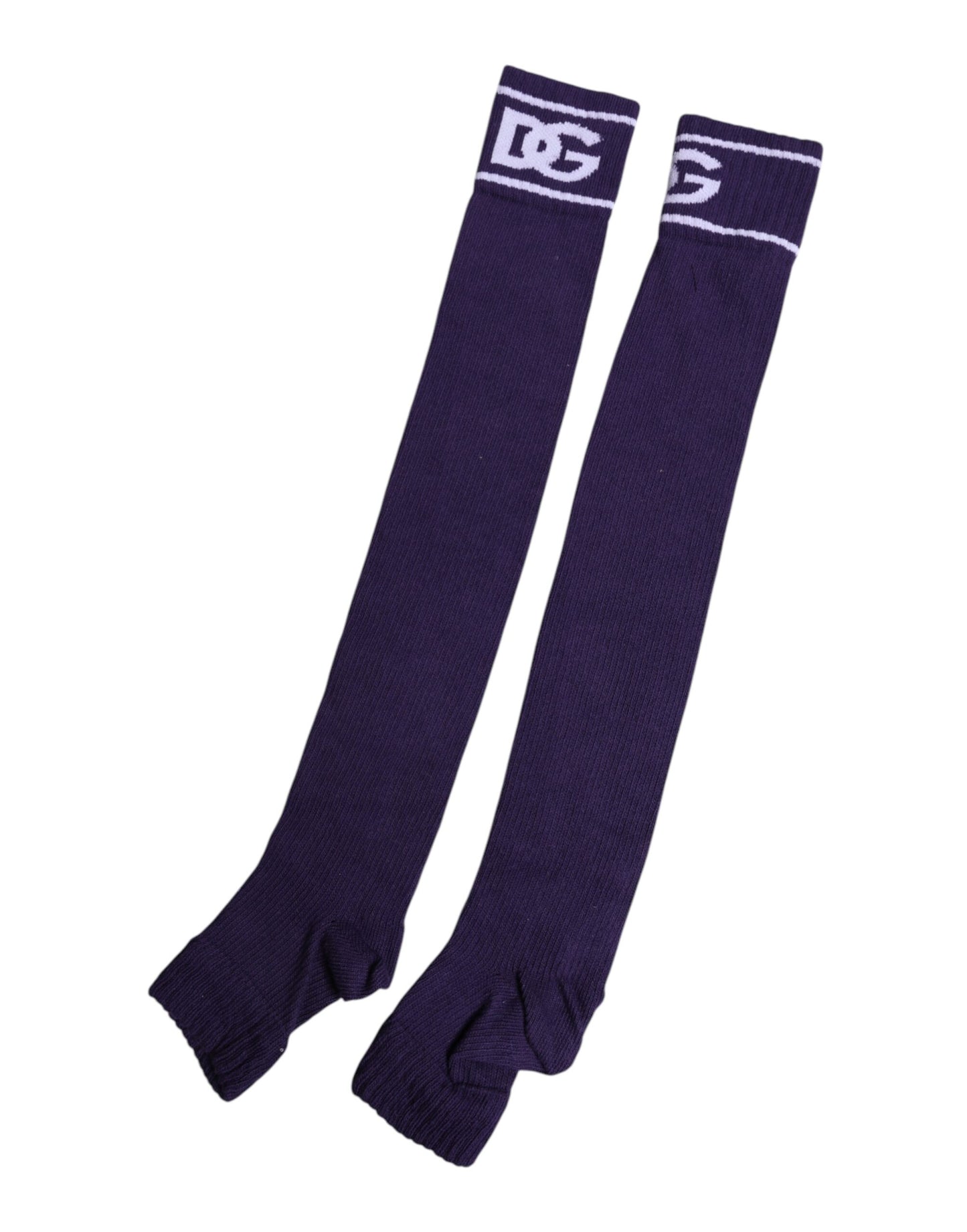 Dolce & Gabbana Purple Cotton DG Logo Print Open Toe Socks