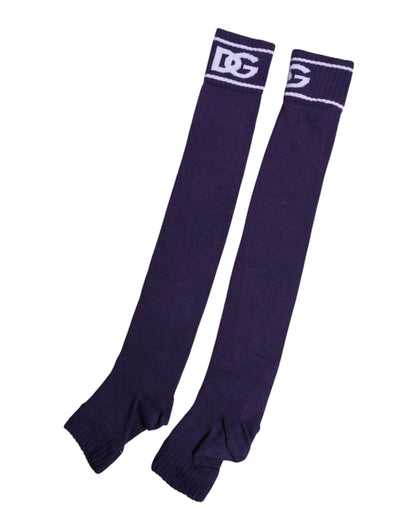 Dolce & Gabbana Purple Cotton DG Logo Print Open Toe Socks