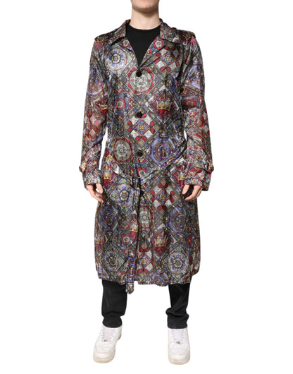 Dolce & Gabbana Multicolor Royal Bee Crown Trench Coat Jacket