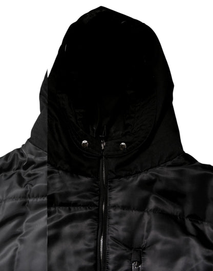 Dolce & Gabbana Black Hooded Parka Coat Winter Jacket