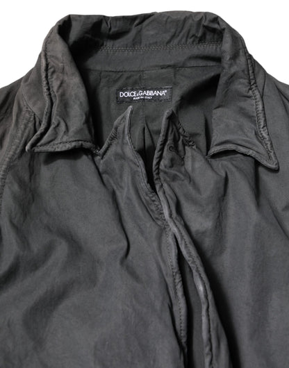 Dolce & Gabbana Black Solid Cotton Collared Coat Jacket
