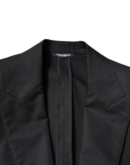 Dolce & Gabbana Black Cotton Single Breasted Men Coat Blazer