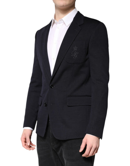 Dolce & Gabbana Black Wool Single Breasted Coat Suit Blazer