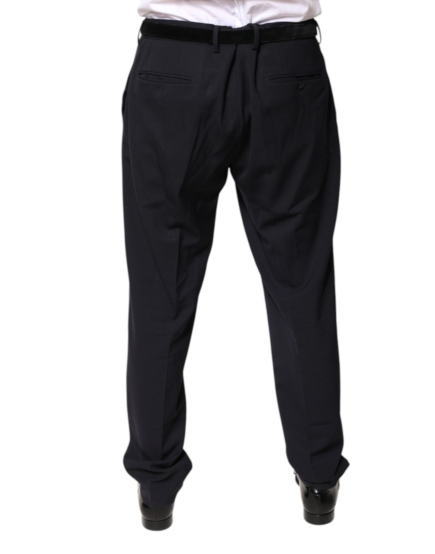 Dolce & Gabbana Black Wool Mid Waist Dress Pants