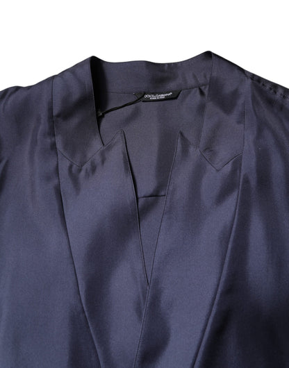 Dolce & Gabbana Dark Blue Silk Double Breasted Shirt
