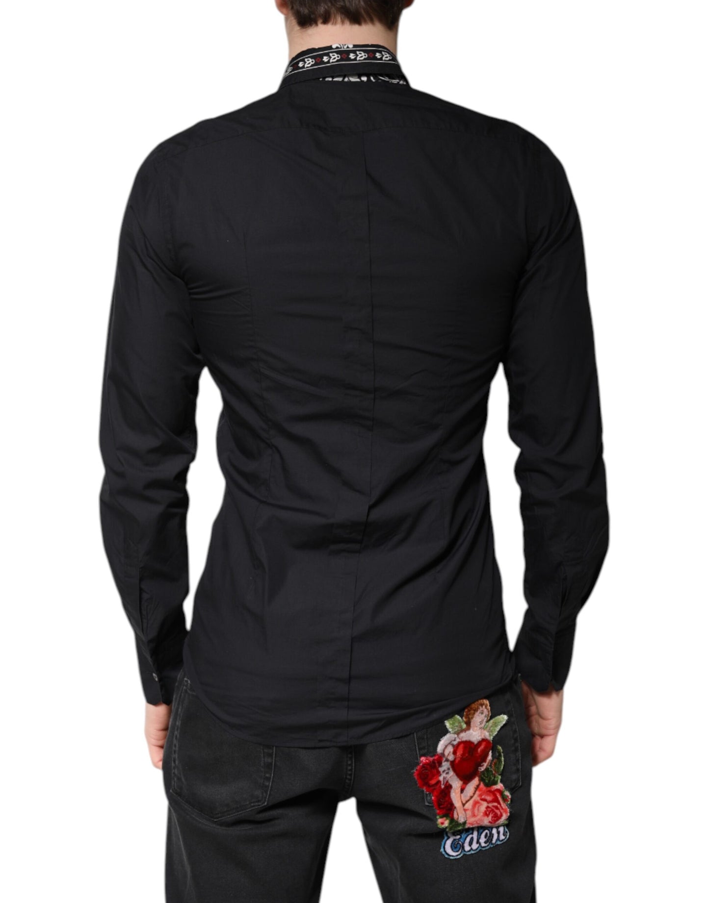 Dolce & Gabbana Black White Bandana GOLD Formal Dress Shirt