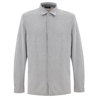 Corneliani Gray Cotton Dress Shirt