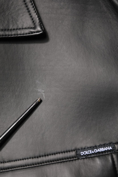 Dolce & Gabbana Black Polyester Button Down Biker Jacket