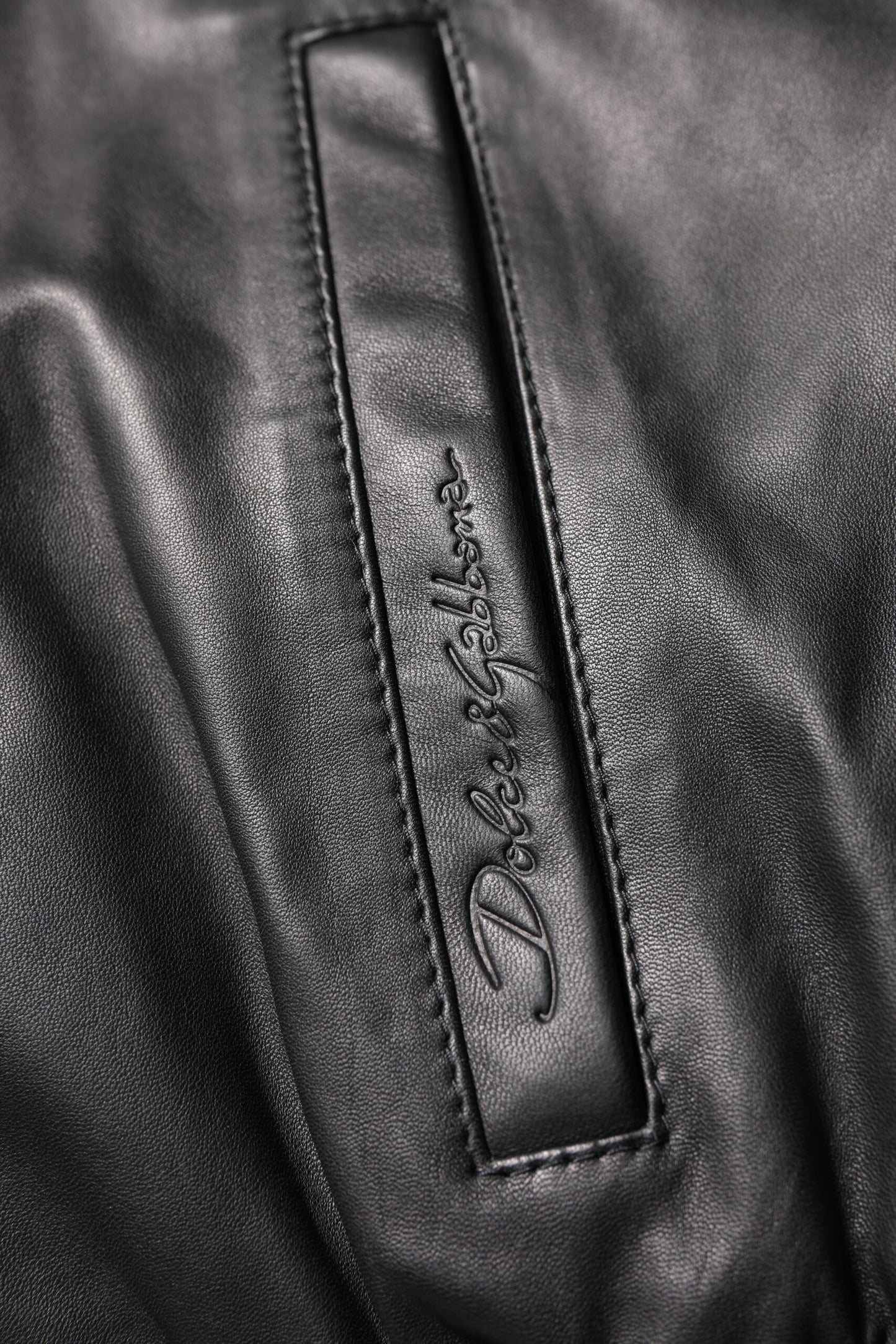 Dolce & Gabbana Black Lambskin Leather Full Zip Biker Jacket