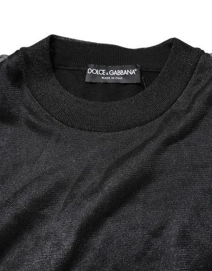 Dolce & Gabbana Black Logo Knitted Crewneck Pullover Sweater