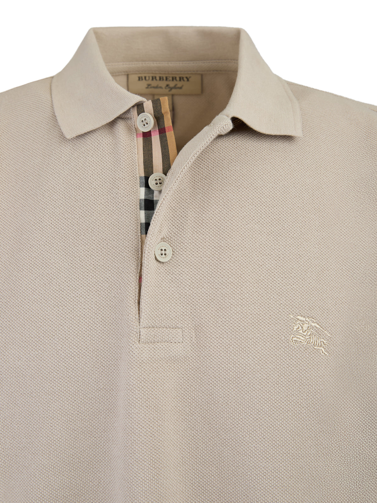 Burberry Pale Stone Cotton Collared Polo Shirt