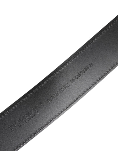 Dolce & Gabbana Black Classic Silver Metal Logo Buckle Belt
