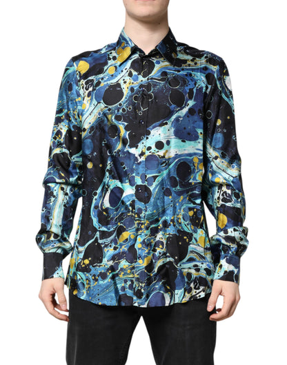 Dolce & Gabbana Multicolor Marble Print MARTINI Dress Shirt
