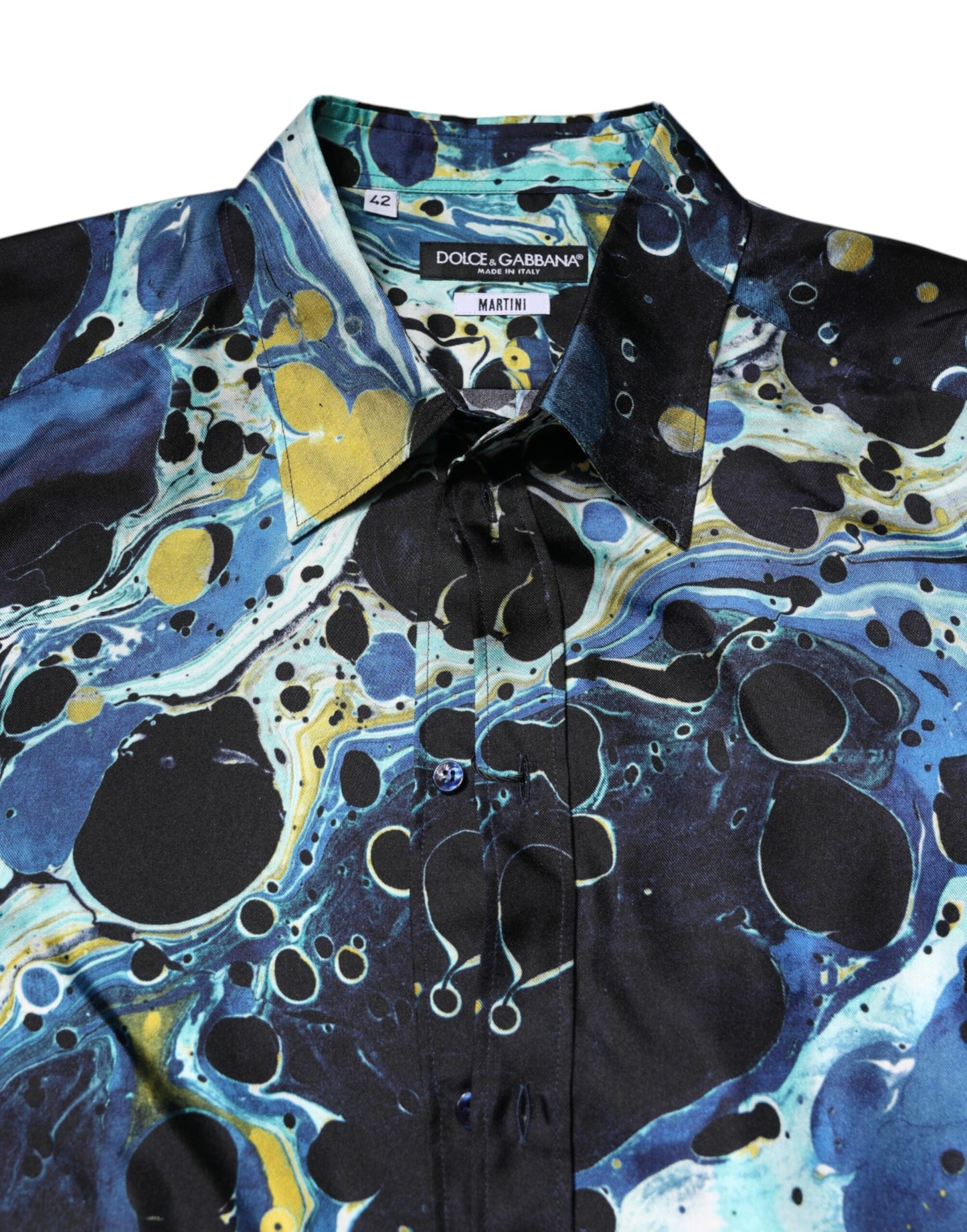 Dolce & Gabbana Multicolor Marble Print MARTINI Dress Shirt