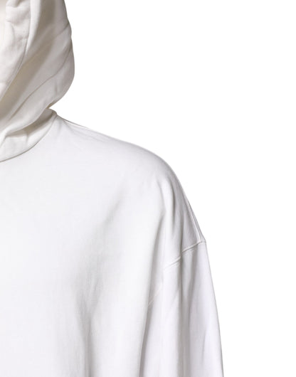 Dolce & Gabbana White Embossed Logo Hooded Sweatshirt Sweater