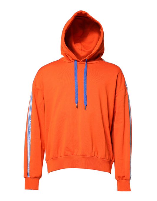 Dolce & Gabbana Orange Cotton Hooded Men Sweatshirt Sweater