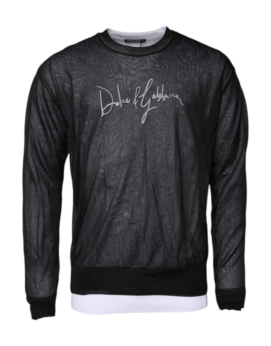 Dolce & Gabbana Black White Logo Knitted Pullover Sweater