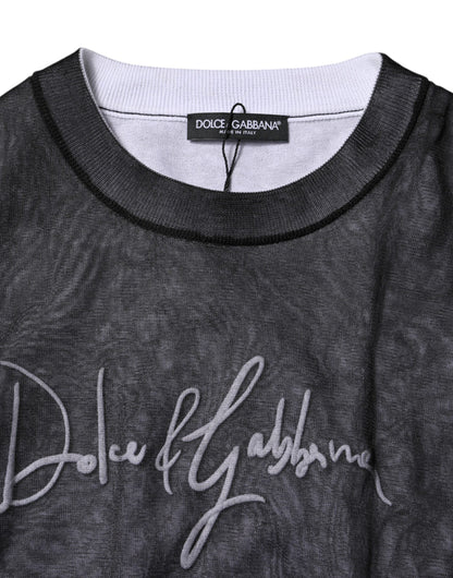 Dolce & Gabbana Black White Logo Knitted Pullover Sweater