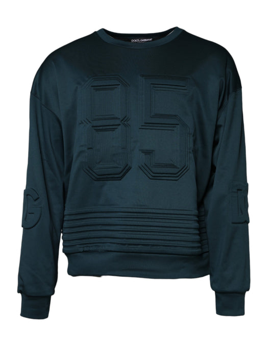 Dolce & Gabbana Dark Green Embossed Logo Pullover Sweater