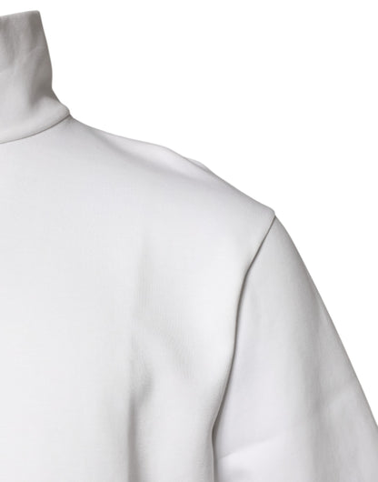 Dolce & Gabbana White Cotton Turtleneck DG Applique T-shirt