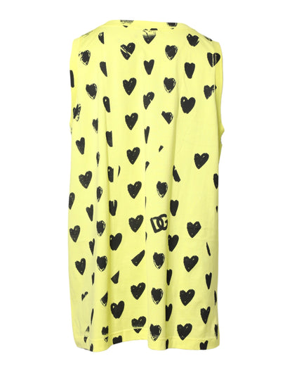 Dolce & Gabbana Yellow Cotton Sleeveless DG Heart T-shirt