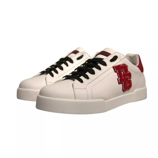Dolce & Gabbana White Leather DG Logo Low Top Sneaker Shoes