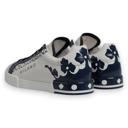 Dolce & Gabbana White Blue Crown Low Top Men Sneakers Shoes
