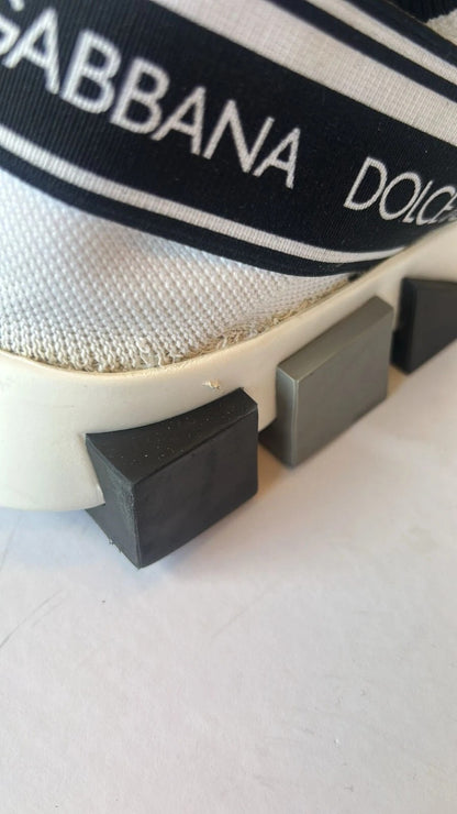 Dolce & Gabbana White Black Slip On Sorrento Sneakers Shoes