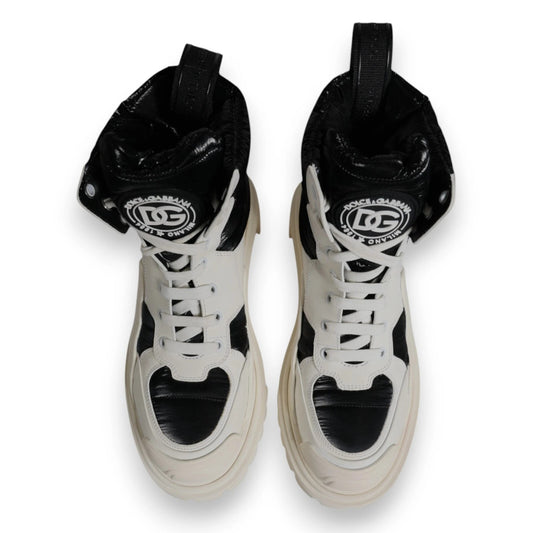 Dolce & Gabbana White Padded Mid Calf Lace Up Boots Shoes