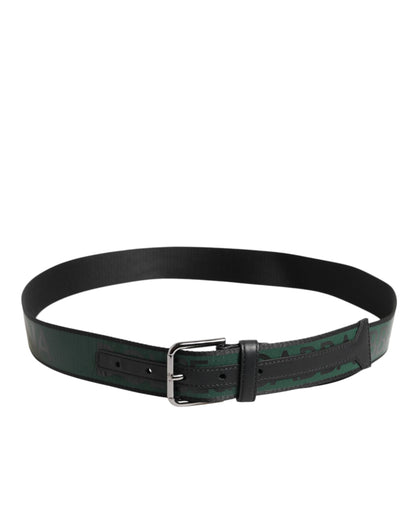 Dolce & Gabbana Green Black Polyester DG Logo Buckle Belt