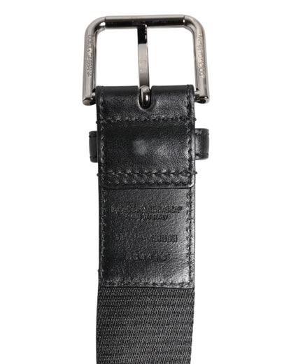 Dolce & Gabbana Black White DG Logo Brass Metal Buckle Belt