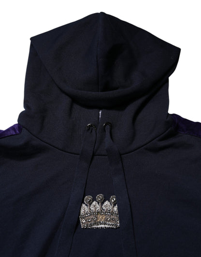 Dolce & Gabbana Black Crown Cotton Hooded Sweatshirt Sweater