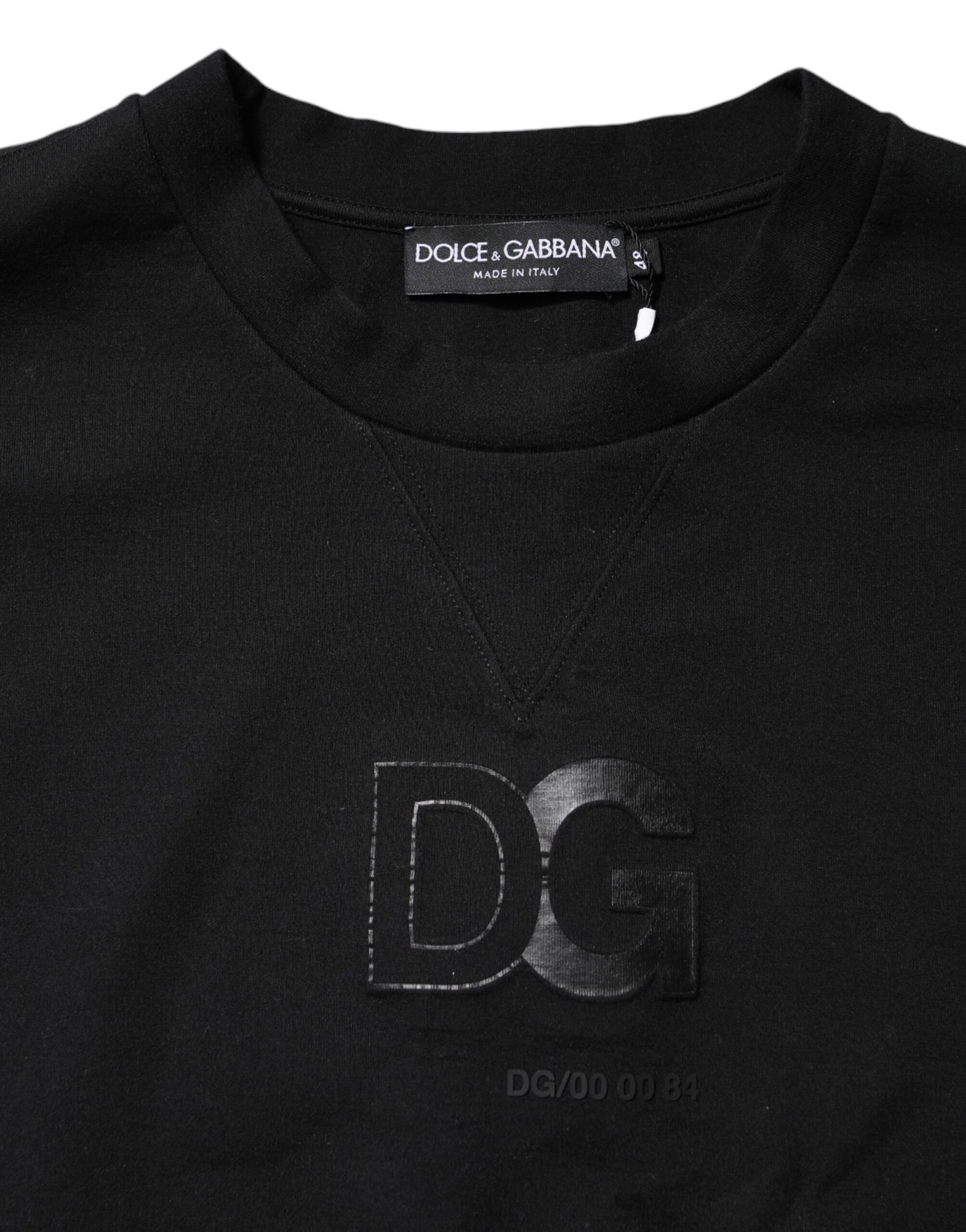 Dolce & Gabbana Black Embossed Logo Cotton Crew Neck Sweater