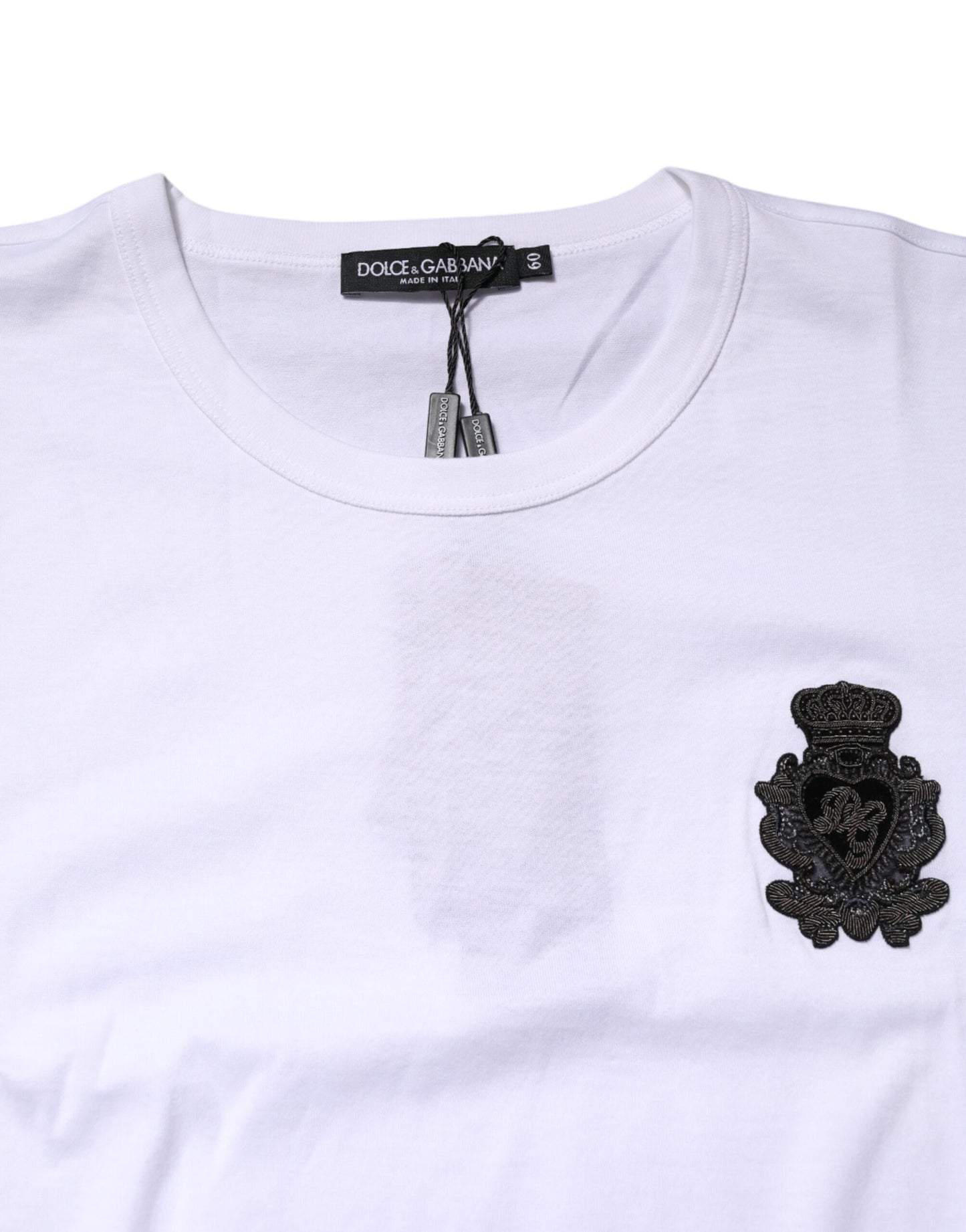 Dolce & Gabbana White Cotton DG Crown Embroidery T-shirt