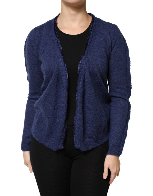 Ballantyne Dark Blue Long Sleeves Overcoat Cardigan Sweater