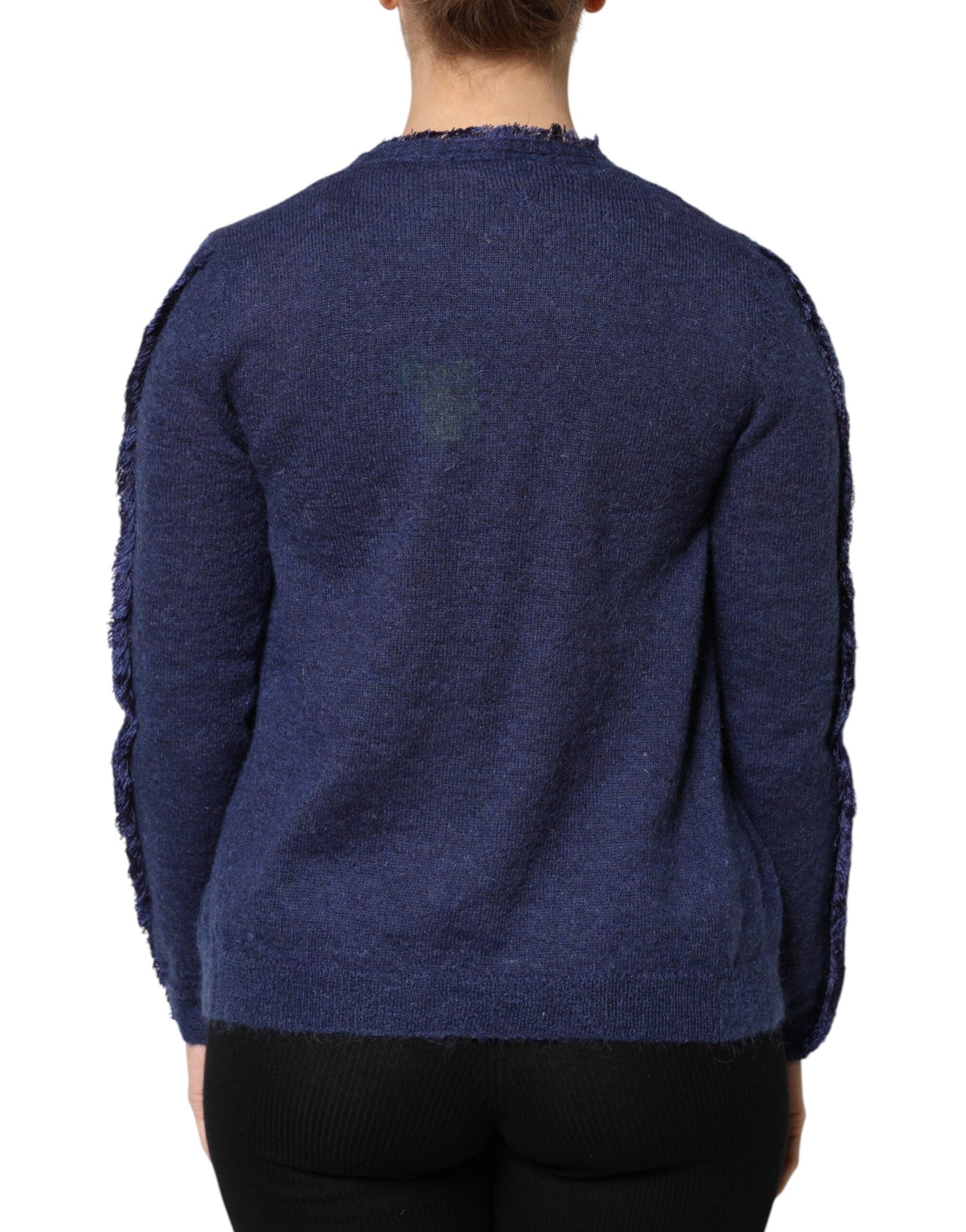 Ballantyne Dark Blue Long Sleeves Overcoat Cardigan Sweater