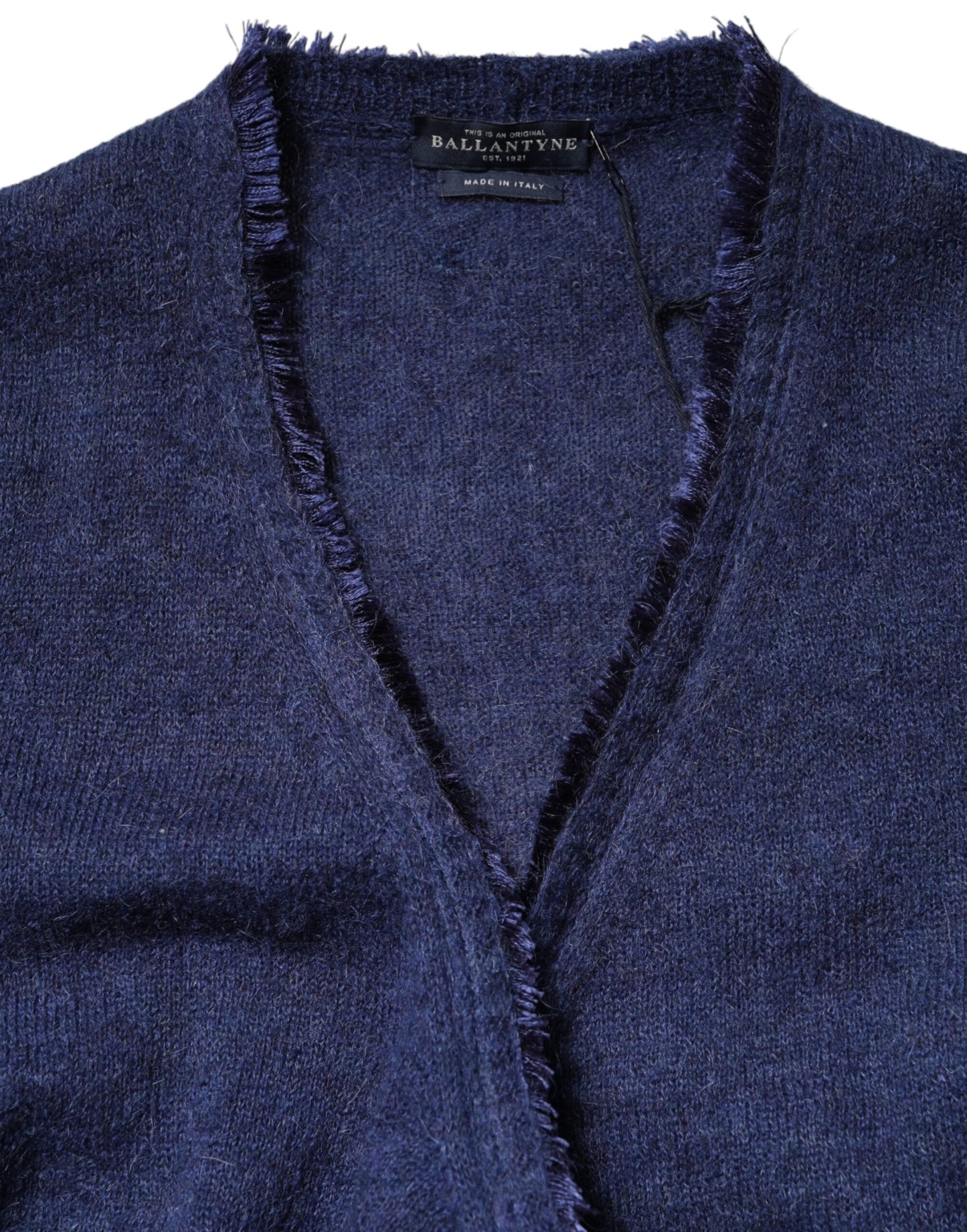 Ballantyne Dark Blue Long Sleeves Overcoat Cardigan Sweater