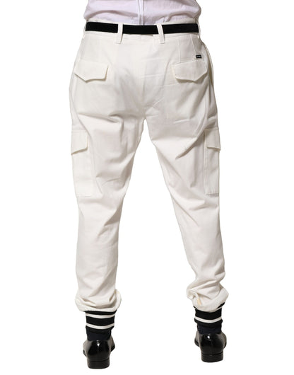 Dolce & Gabbana White Cotton Cargo Jogger Men Pants
